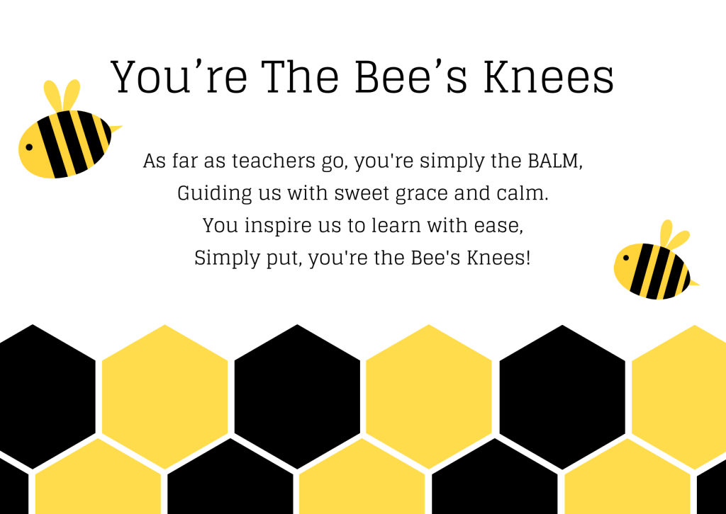 Burt's Bees Teacher Gift and Poem