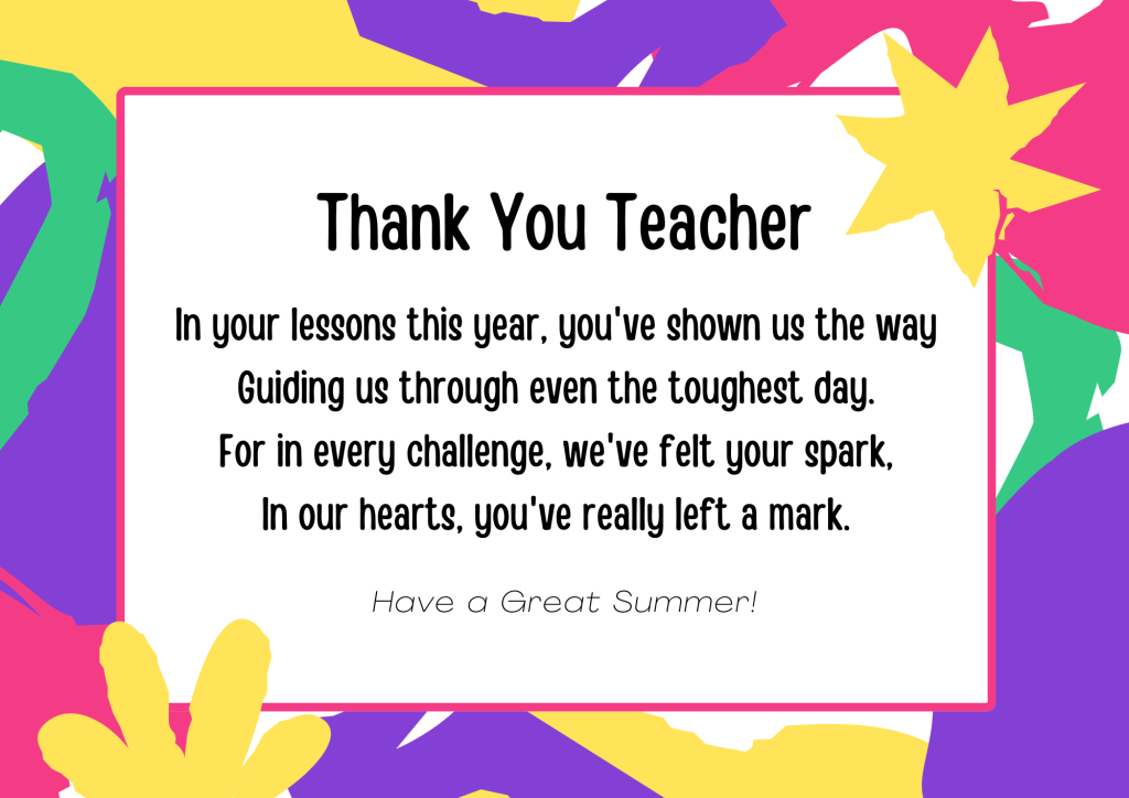 Left a Mark Teacher Poem with Pen Gift