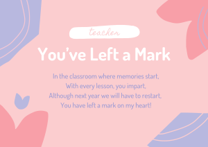 Teacher Bookmark Gift and Poem