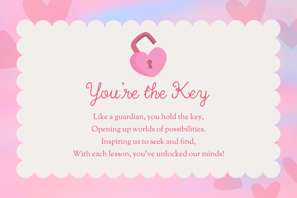 Teacher Keychain Gift and Poem