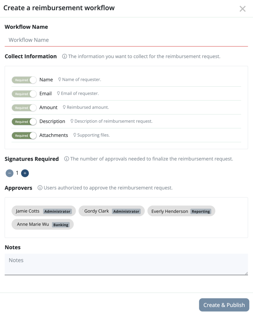 Reimbursement Workflow Creator MoneyMinder