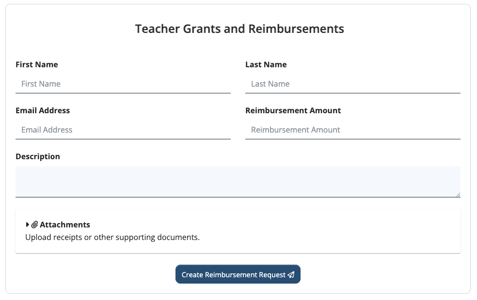 Teacher Grants Reimbursement Form Example