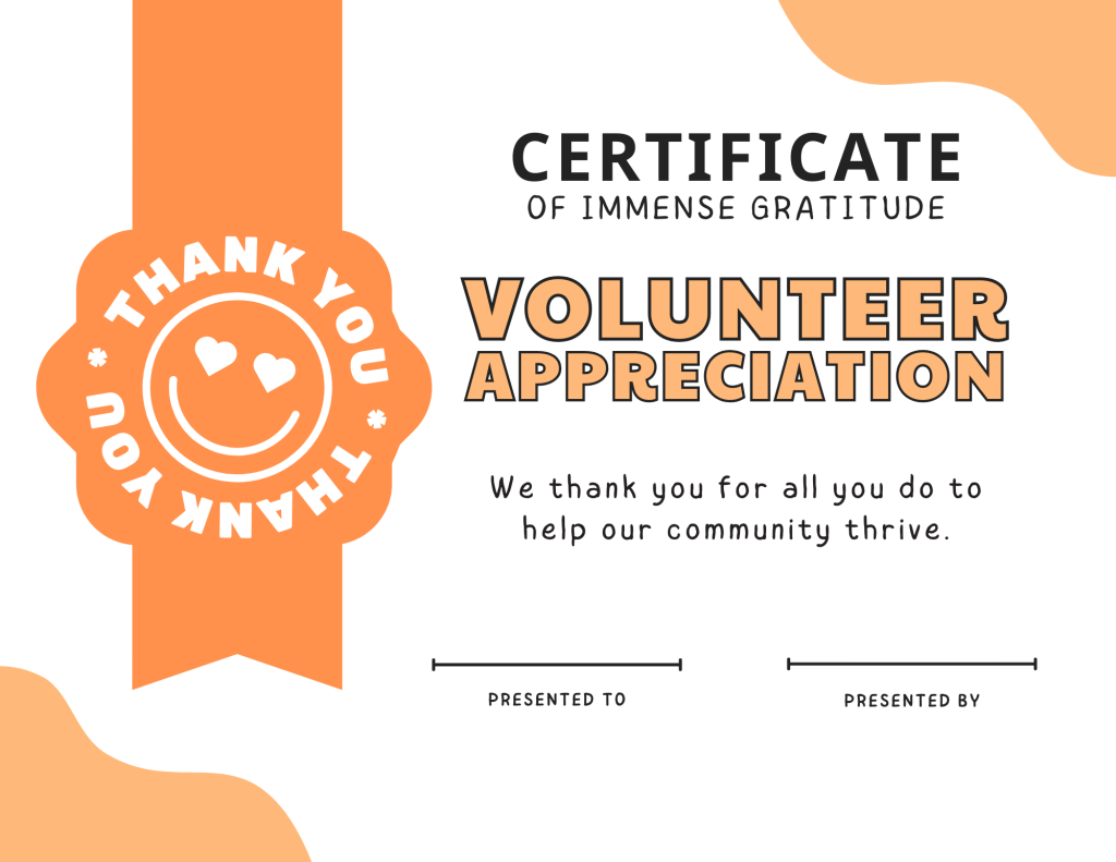 Certificate of Volunteer Gratitude