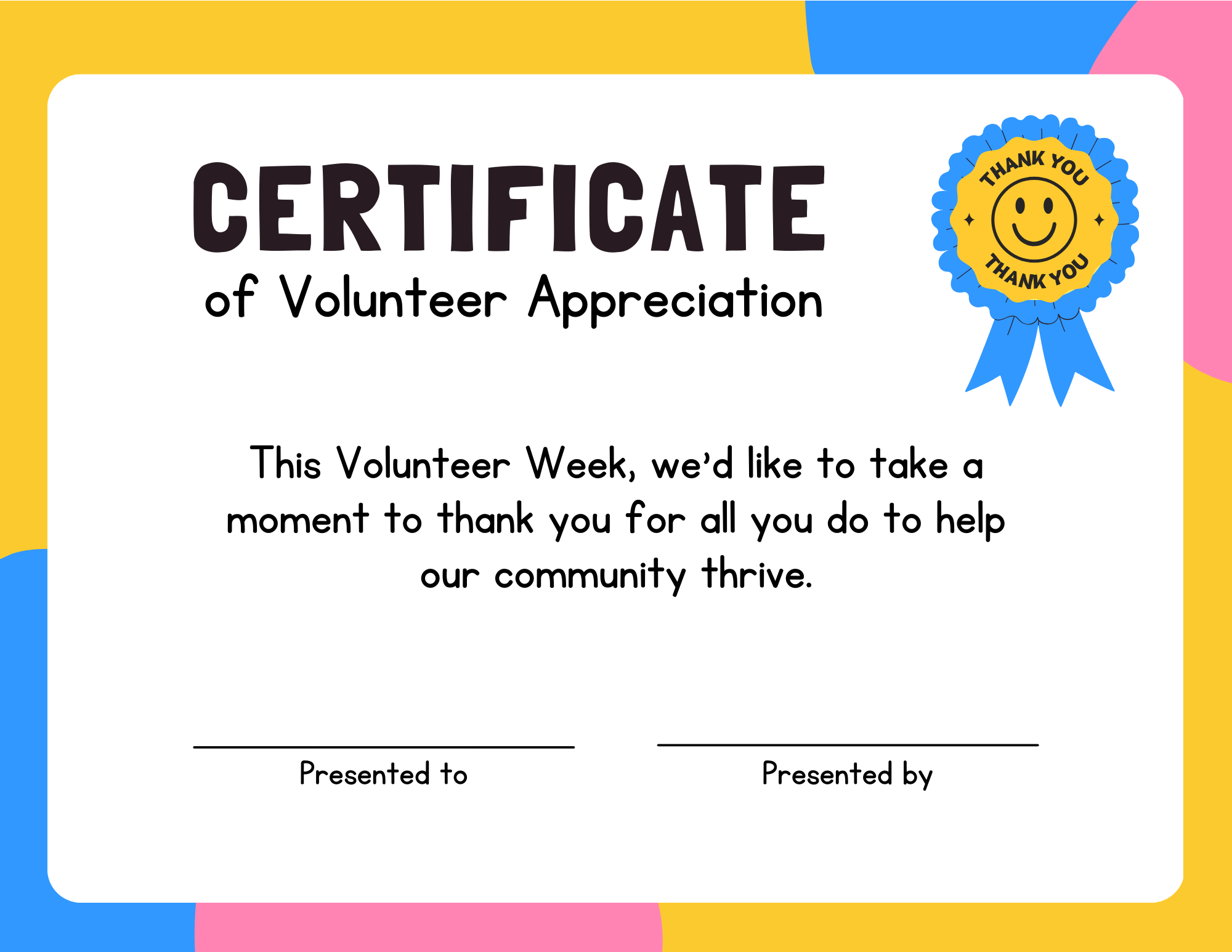 Volunteer Appreciation Certificate