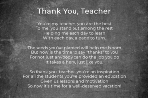 5 Teacher Appreciation Poems | MoneyMinder Treasury Software