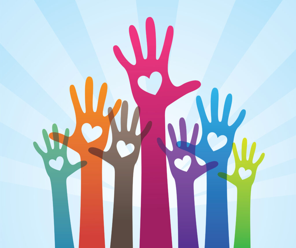 Volunteer hands Volunteer hands