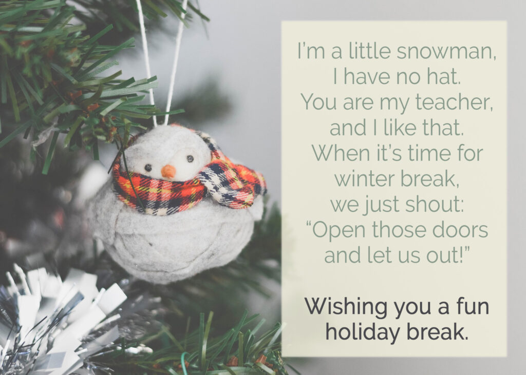 5 More Printable Holiday Poems for Teachers Happy Holidays!