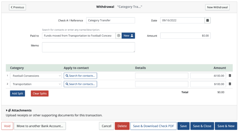 Transferring Money Between Budget Categories MoneyMinder