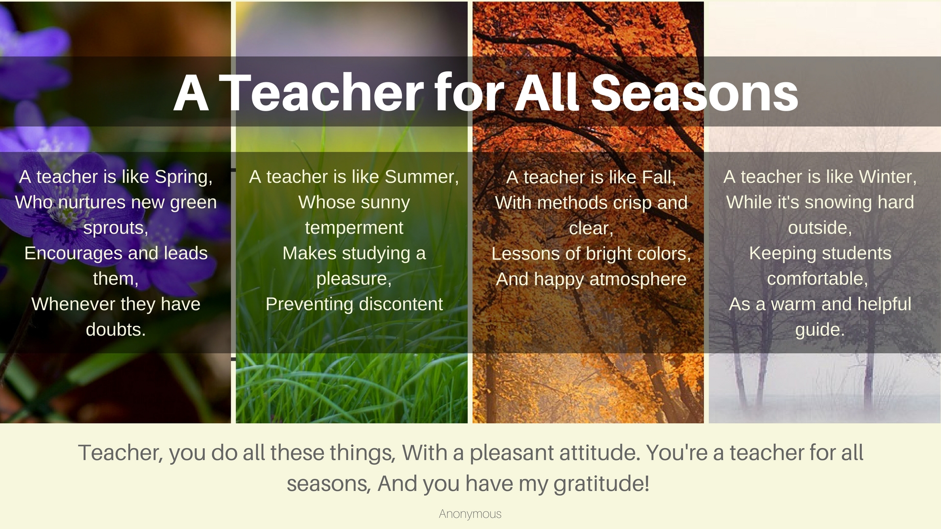 Teacher for All Seasons Rhyme
