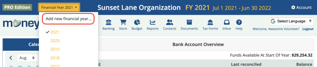 Add New Financial Year