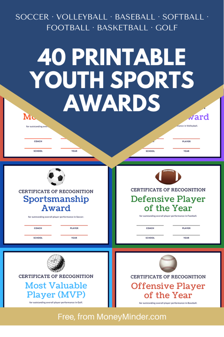 Youth Sports Award Ideas with 40 Free Printable Certificates MoneyMinder