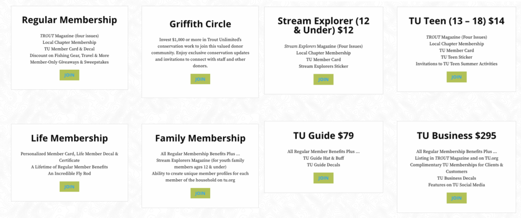 Trout Unlimited Memberships