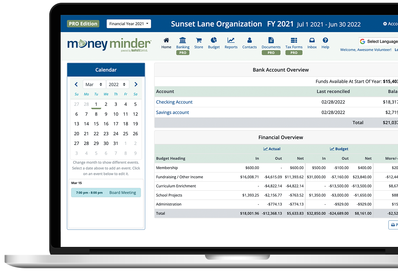 MoneyMinder Nonprofit Treasurer Software