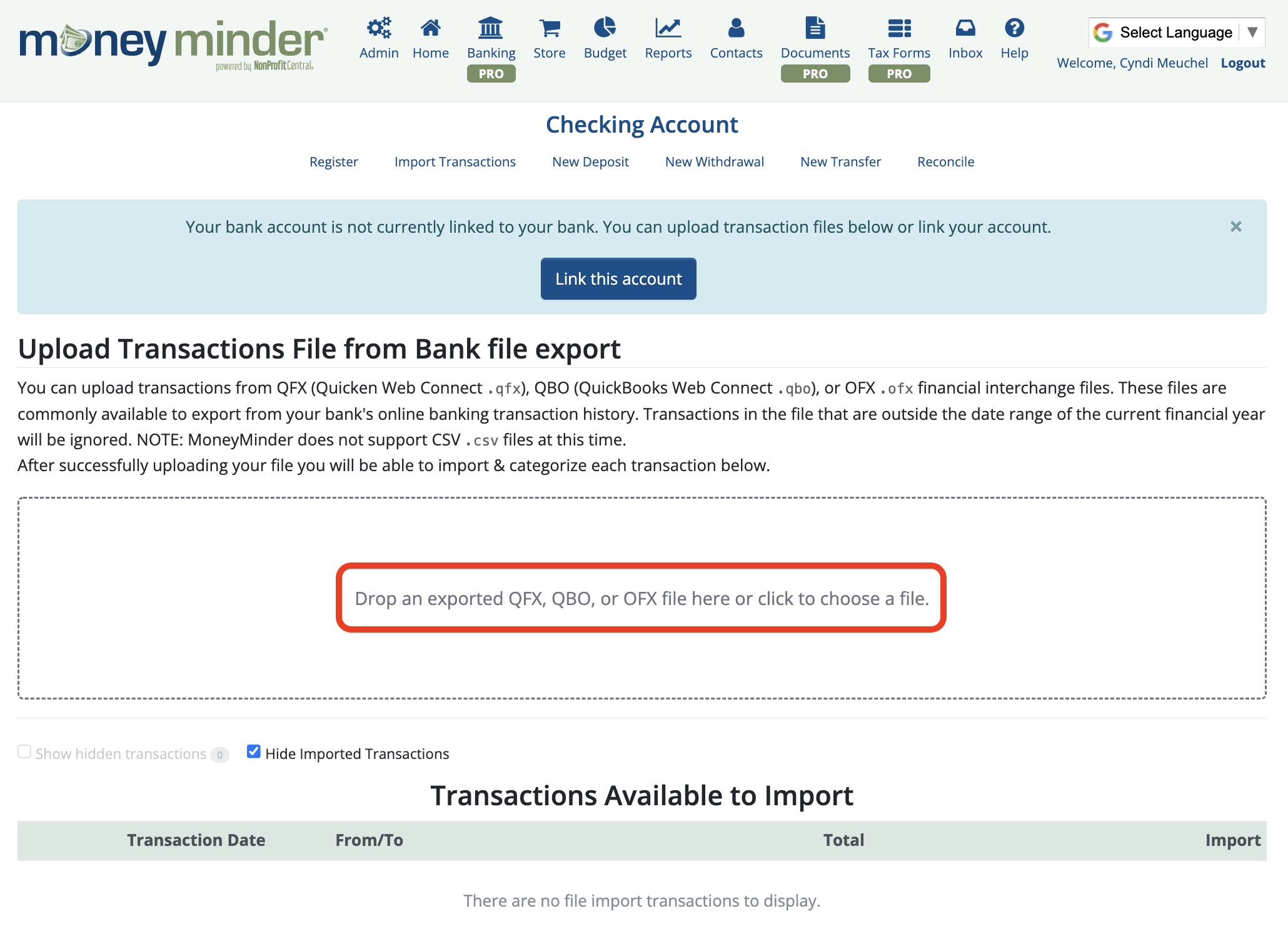 Importing bank transactions from a QFX, QBO, or OFX bank file export ...