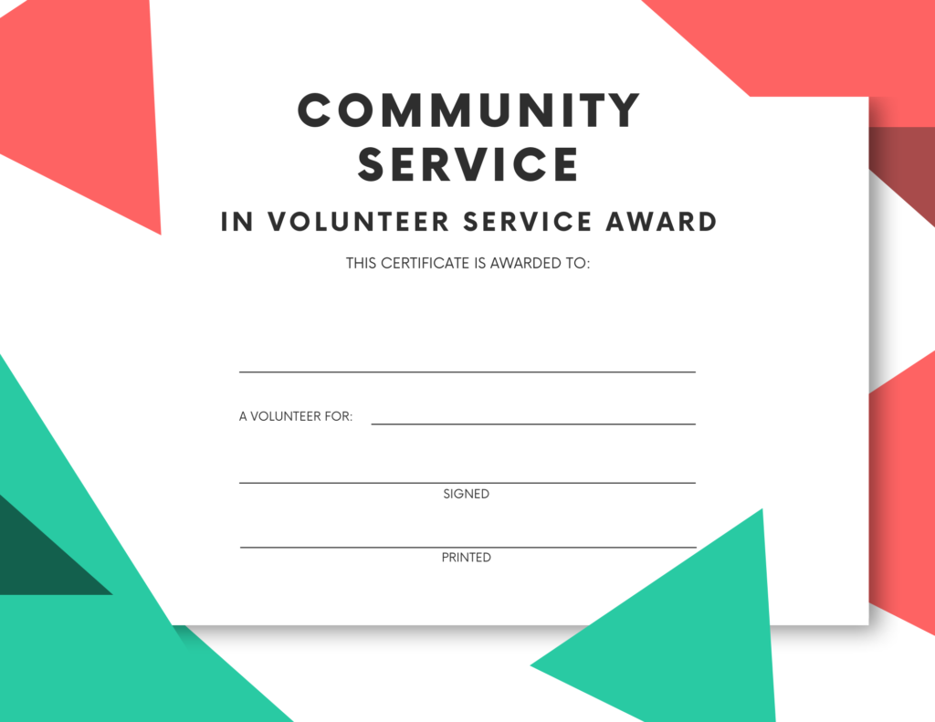 community service hours certificate template