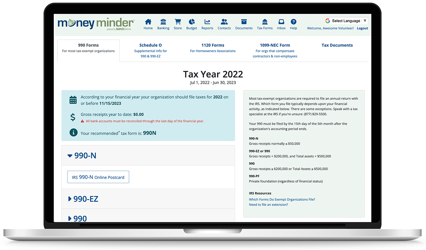 MoneyMinder Tax Forms