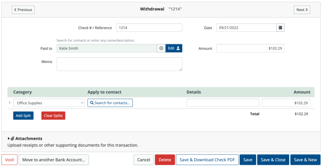 How to Edit a bank transaction - MoneyMinder