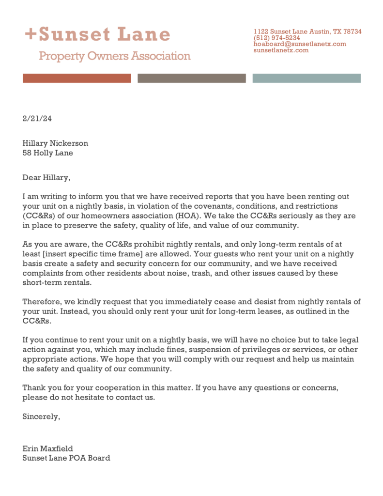 sample homeowners dispute letter