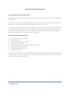 Document Retention Checklist
