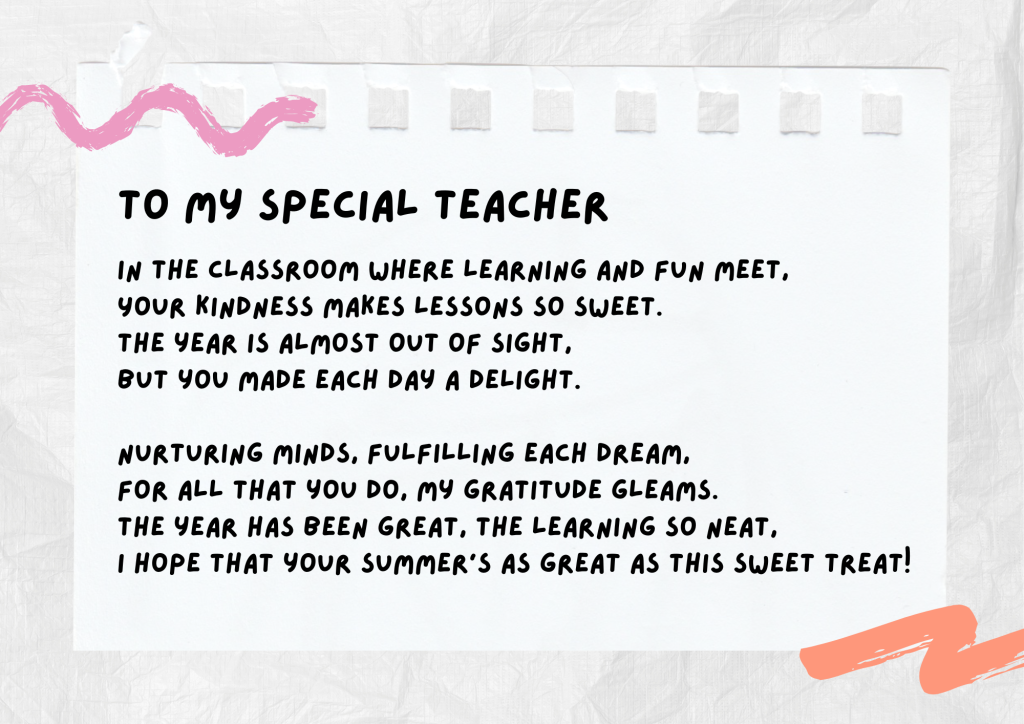 Candy Teacher Gift and Poem