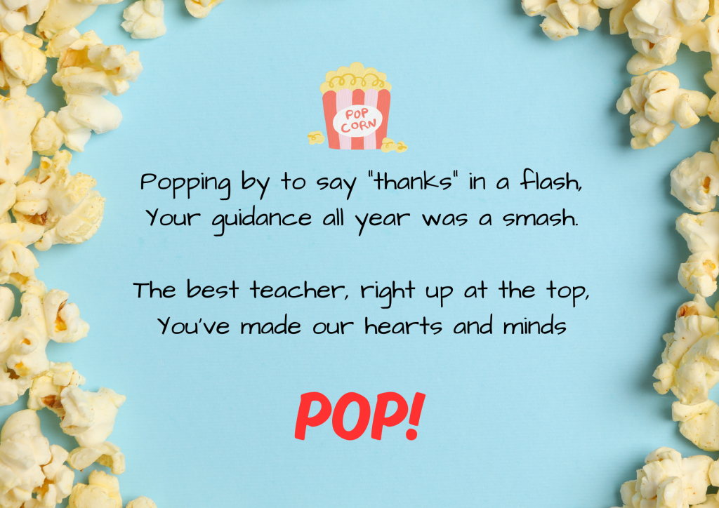 Popcorn Inexpensive Teacher Thank You
