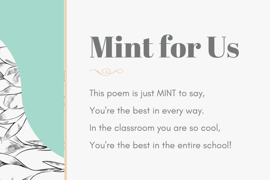 Teacher Mint Gift and Poem