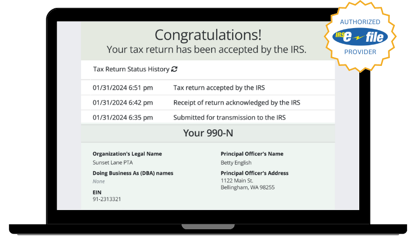 Form 990 IRS Authorize E-File Provider