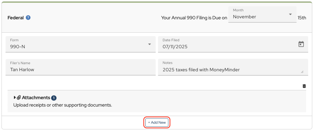 MoneyMinder Compliance Log