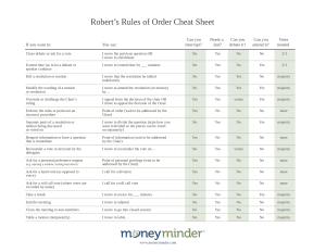 Robert's Rules of Order Cheat Sheet for School Group Meetings (PTO, PTA ...