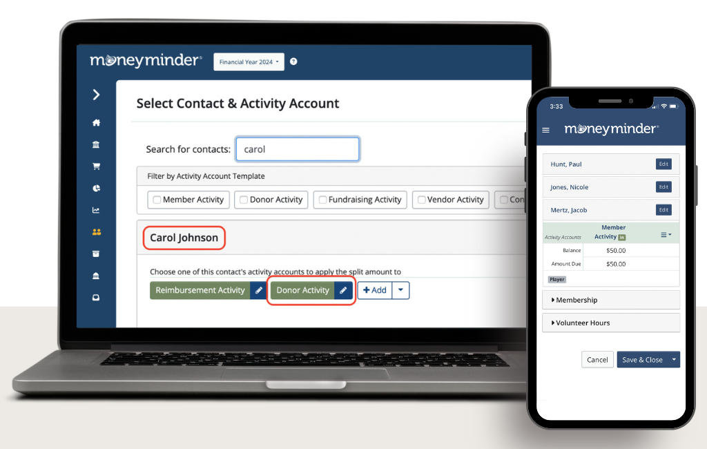 MoneyMinder Contacts