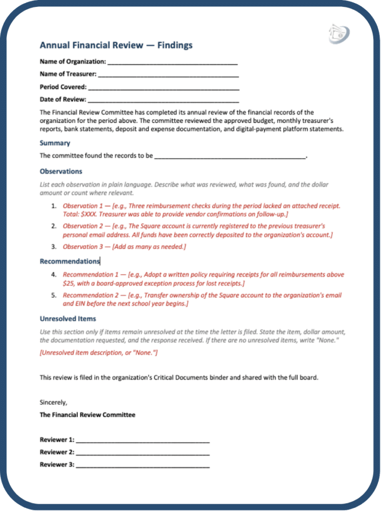 Audit Findings Letter Sample