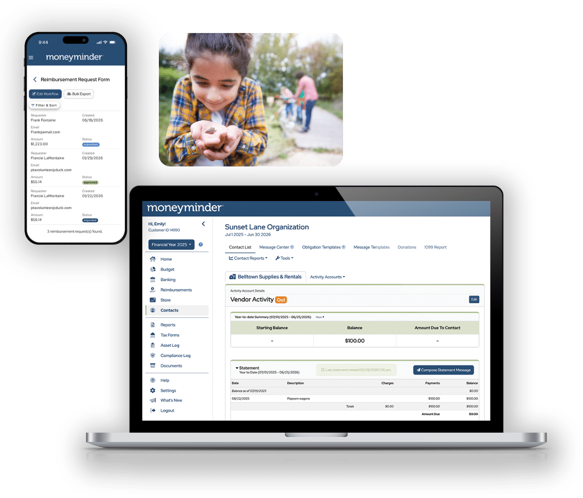 Pay vendors, contractors and reimburse members and volunteers