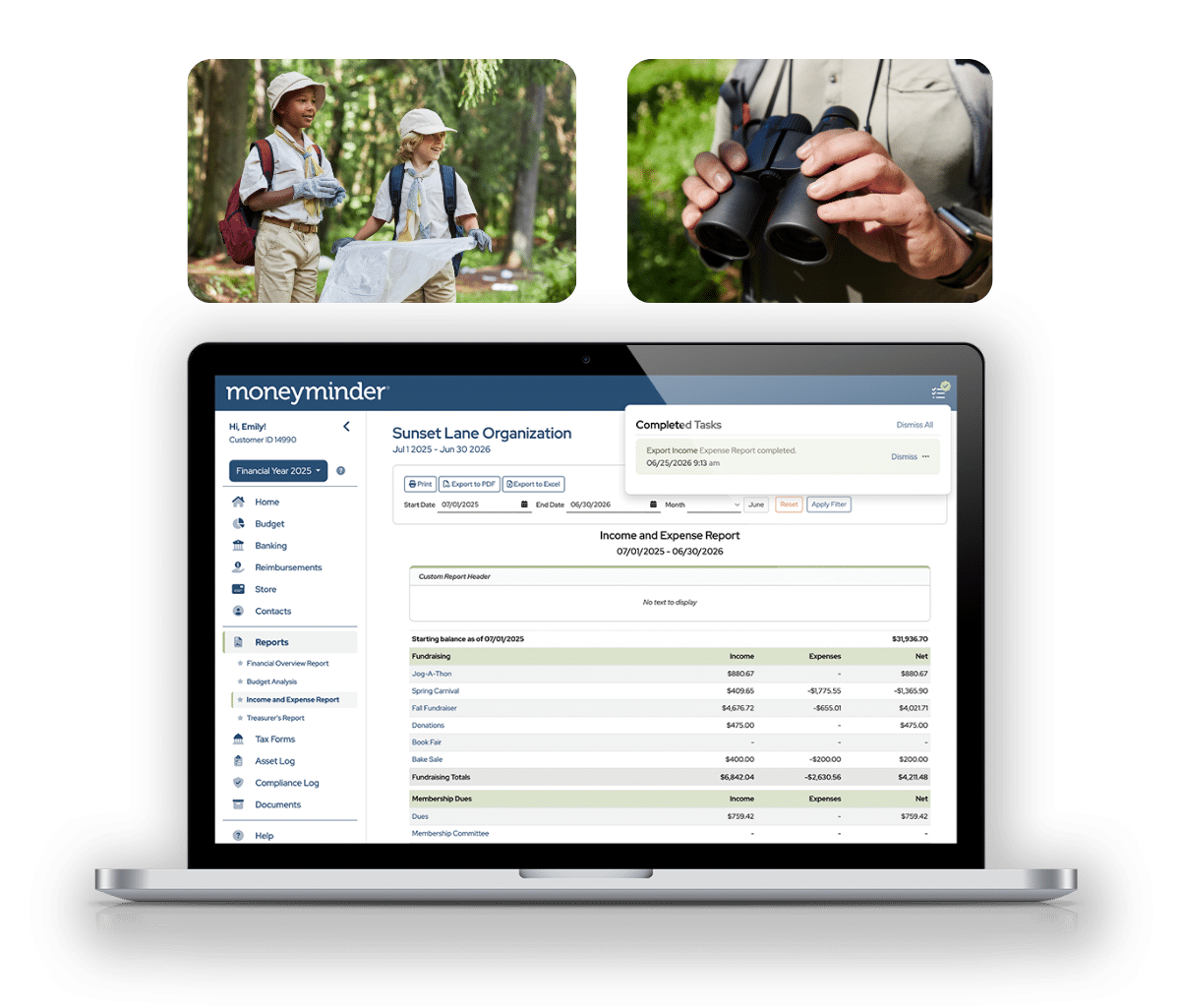 Scout troop treasurer reports